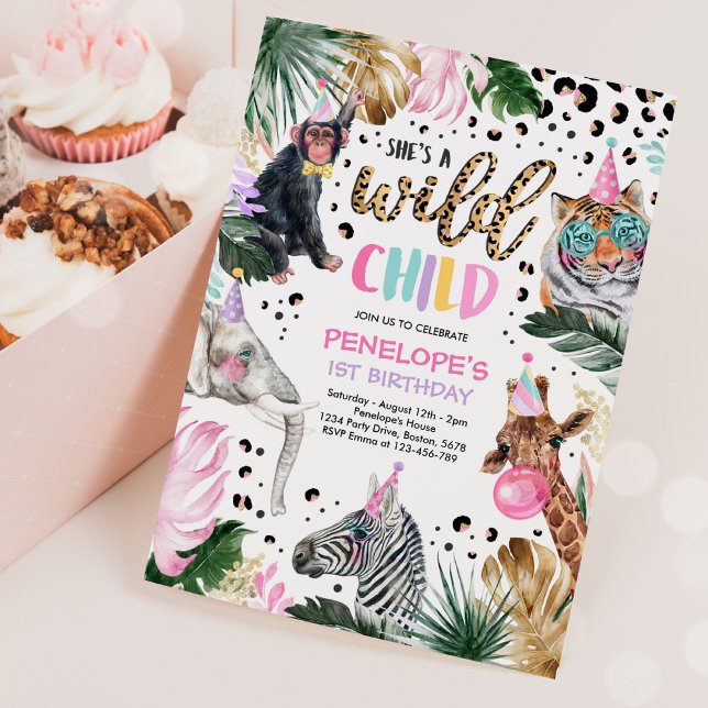 Convites Crianças Selvagens Leopardo Imprimem Animais Safar (Criador carregado)