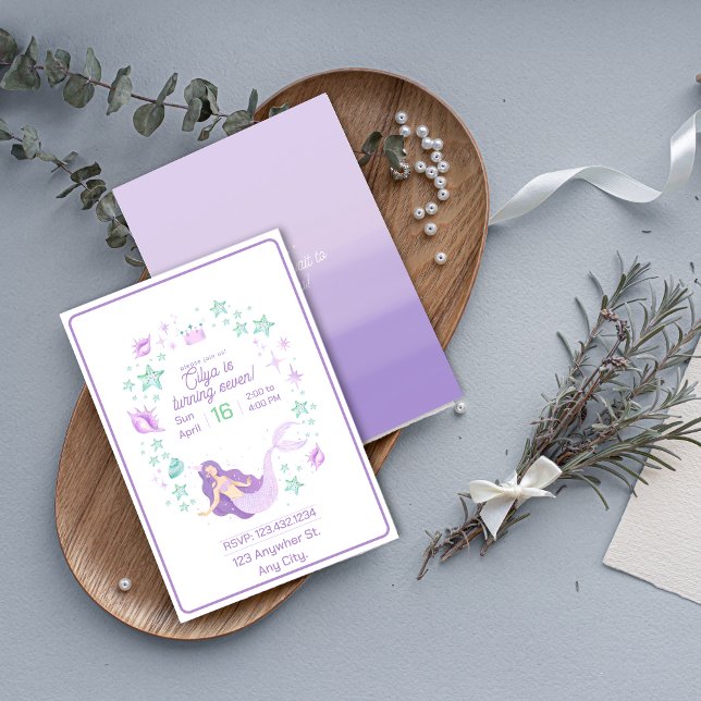 Convites Crianças Sereia Splash (Kids Mermaid Birthday Splash Invitation)