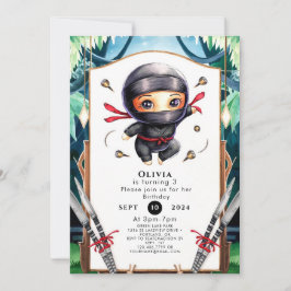 Convites Crianças Simples Ninja Birthday