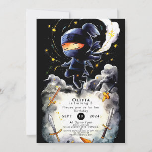 Convites Crianças Simples Ninja Birthday