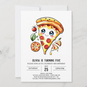 Convites Crianças Simples Pizza Aniversário