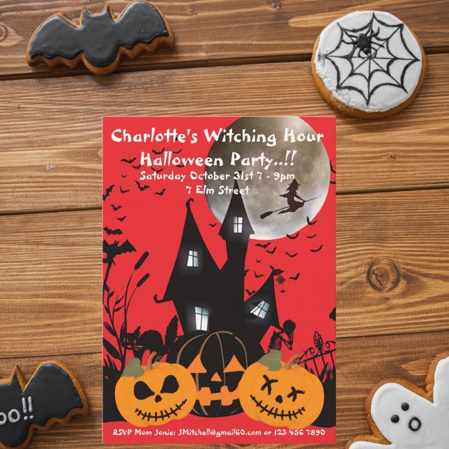 Convites Crianças Testemunham Festa de Halloween (Witching Hour Halloween Party Invite)