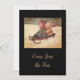 Convites Crianças trenó na neve