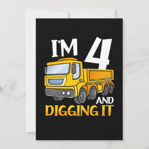 Convites Crianças Três 4 anos 4º Aniversário Construção Men