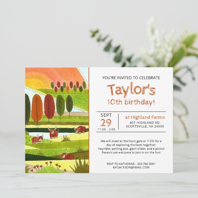 Convites Crianças Vacas do Planalto Querem Festa de anivers (Em pé/Frente)