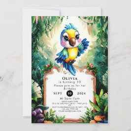 Convites Crianças Whimsic Parrot Aniversário