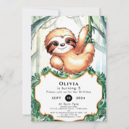 Convites Crianças Whimsical Sloth Aniversário