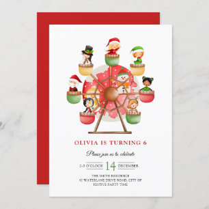 Convites Crianças Winter Wonderland Ferris Wheel Xmas Anive