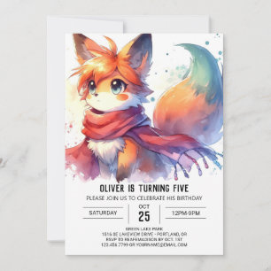 Convites Crianças Woodland Fox Birthday