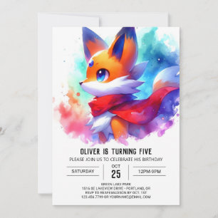 Convites Crianças Woodland Fox Birthday