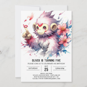 Convites Crianças Woodland Monkey Birthday