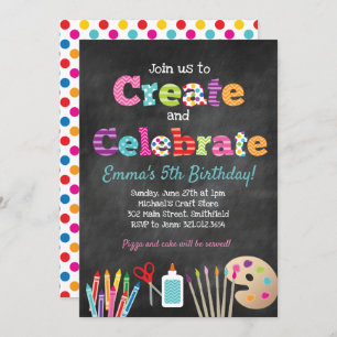 Convites Criar e celebrar a Parte Artesanatos de Artes