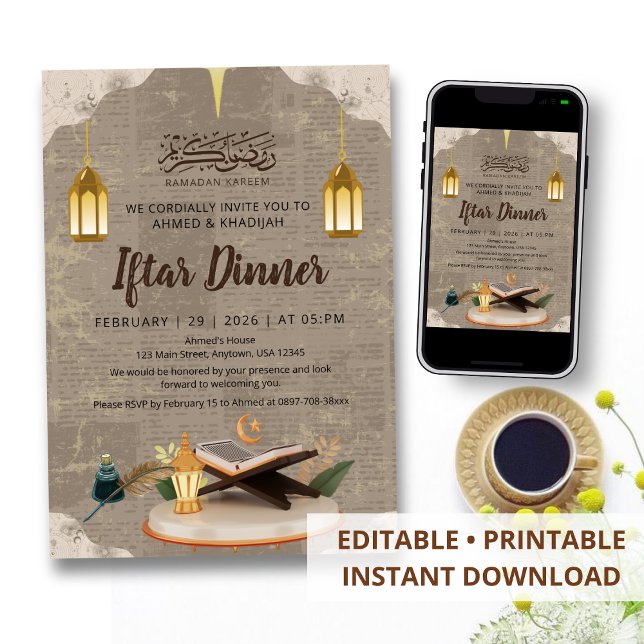 Convites Criativo 3D Corão e Lanterna Ramadan Iftar (Criador carregado)