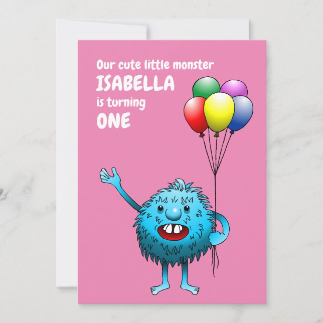 Convites Criatura charmosa segurando balões (Frente)