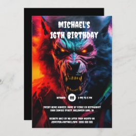 Convites Criaturas assustadoras do lobisomem adultos do hal