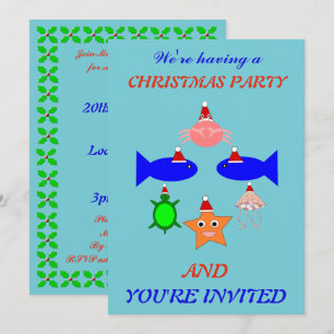 Convites Criaturas do Mar de Natal Personalizadas