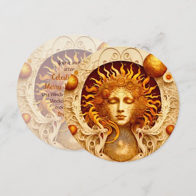 Convites Crie a sua própria Deusa do Sol Steampunk (Frente/Verso)