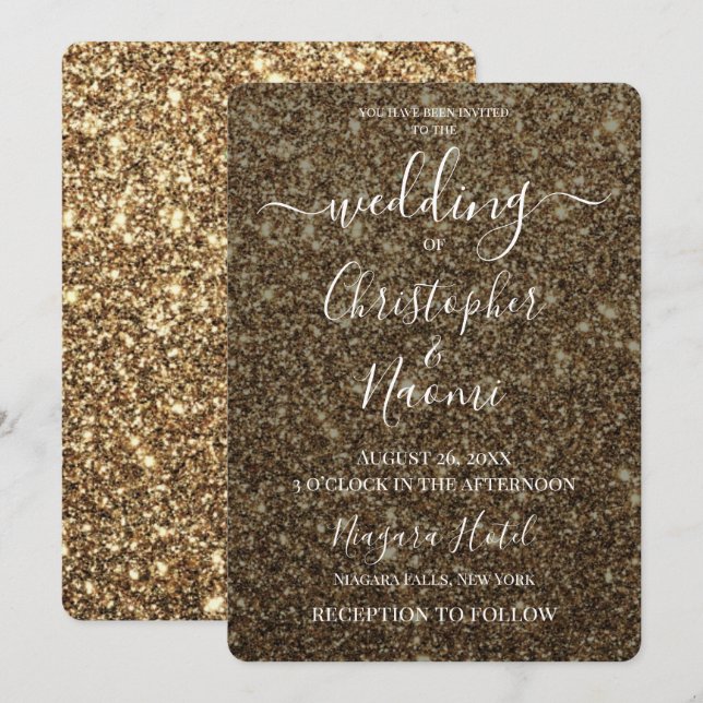 Convites Crie O Seu Próprio Lux Wedter Glitter Impressão (Frente/Verso)