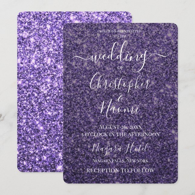 Convites Crie O Seu Próprio Lux Wedter Glitter Impressão (Frente/Verso)