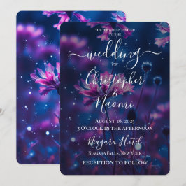 Convites Crie Seu Casamento De Flores Azuis E Rosa Escuros