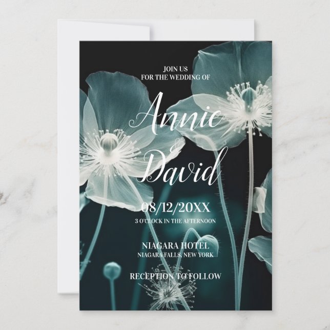 Convites Crie Seu Casamento De Flores Azuis Icy (Frente)