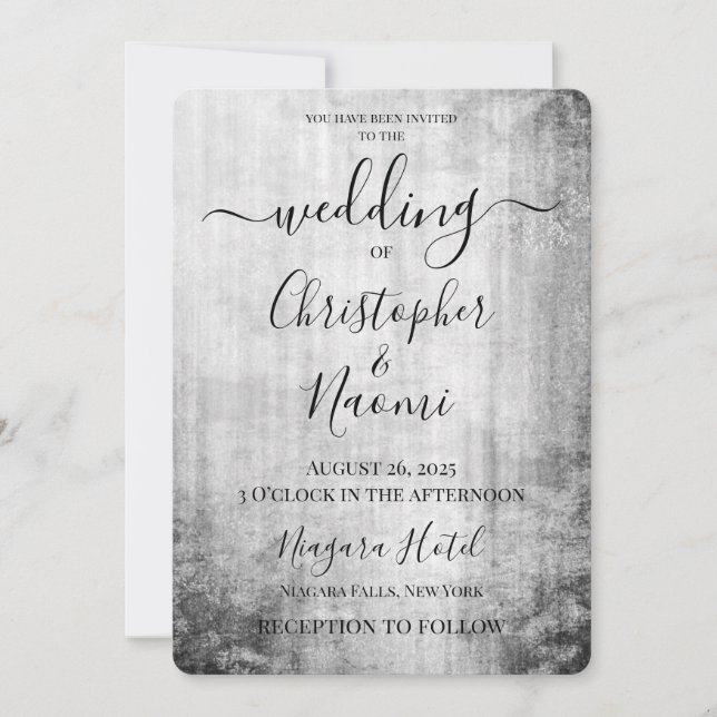 Convites Crie seu Casamento vintage Cinza (Frente)