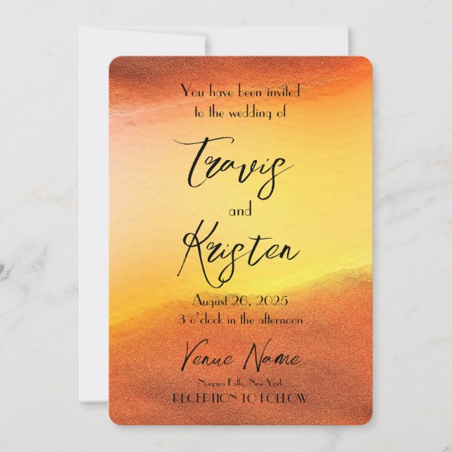 Convites Crie Seu Próprio Casamento De Fundo Laranja Person (Frente)