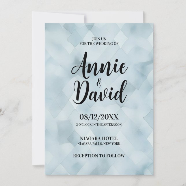 Convites Crie Seu Próprio Casamento De Textura Azul (Frente)