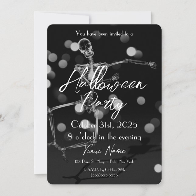 Convites Crie seu próprio esqueleto de raio X dançante no D (Frente)