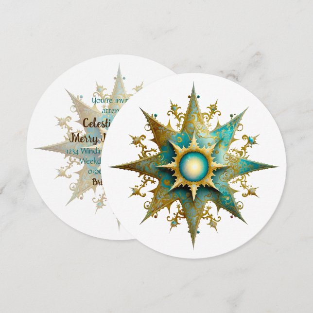 Convites Crie seu próprio Floco de Neve Yule Steampunk (Frente/Verso)