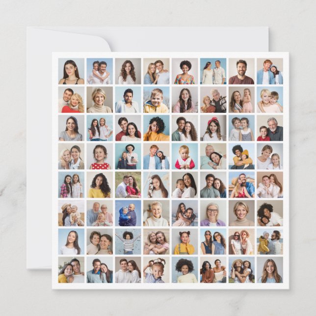 Convites Crie Sua Própria Colagem de 64 Fotos (Frente)