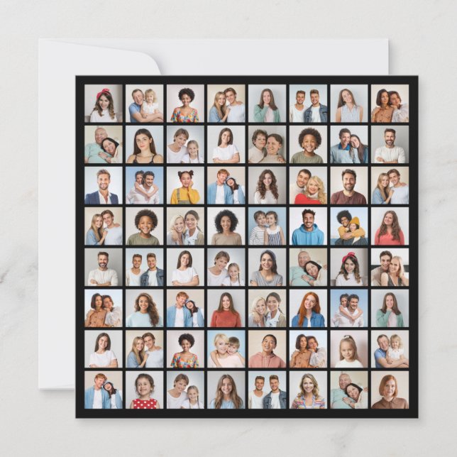 Convites Crie Sua Própria Colagem de 64 Fotos (Frente)