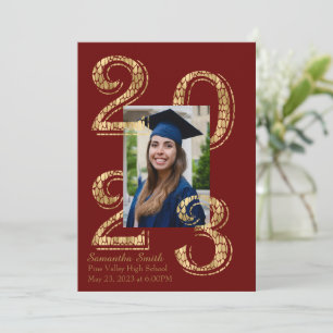 Convites Crimson e Dourada Graduação Fotográfica 2023