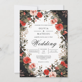 Convites Crimson Floral Arch Romance Wedding