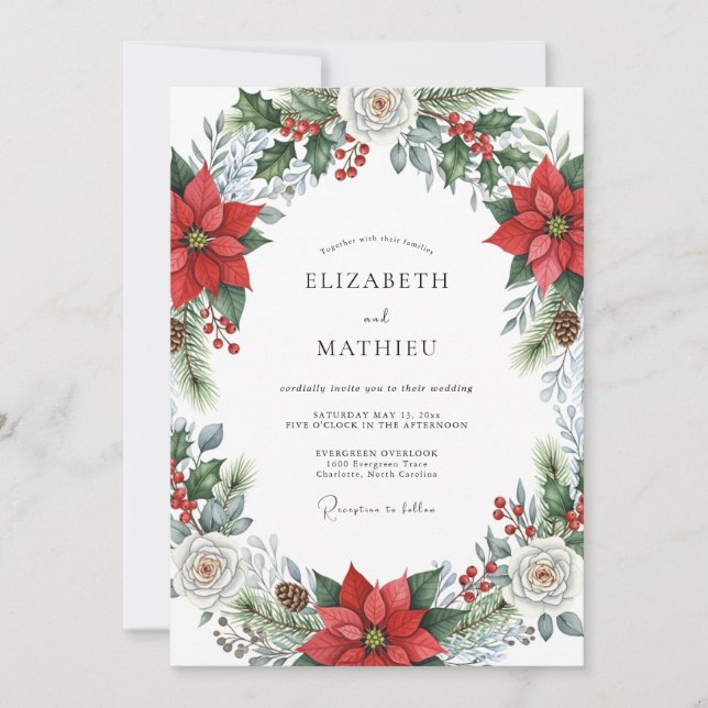 Convites Crimson Majestic Winter Wedding (Frente)