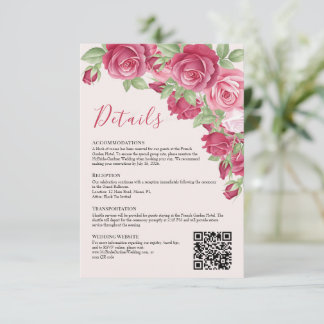 Convites Crimson Rose Wedding Details Enclosure Card
