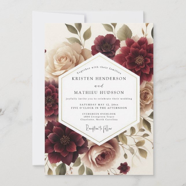 Convites Crimson Tawny Vignette Wedding (Frente)
