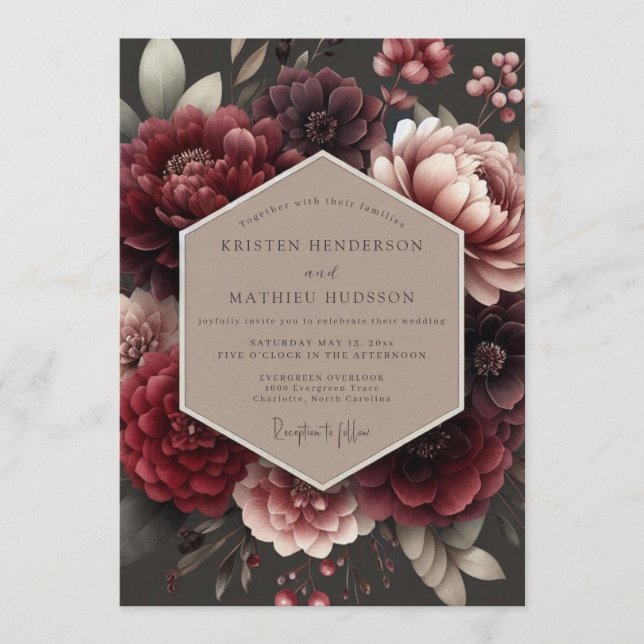 Convites Crimson Velvet Wedding (Frente)