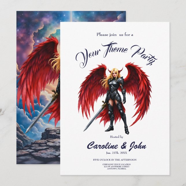 Convites Crimson Wing – Fallen Angel Warrior. (Frente/Verso)
