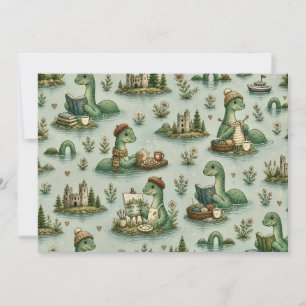 Convites Críptidos Aconchegantes Nessie Monstro do Lago Nes