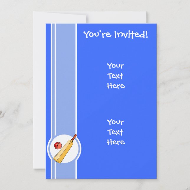 Convites Críquete; azul (Frente)