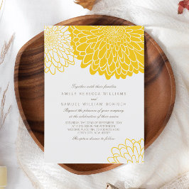 Convites Crisântemo Amarelo Branco Casamento Simples Elegan
