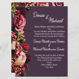 Convites Crisântemo em Ameixa à Meia-Noite