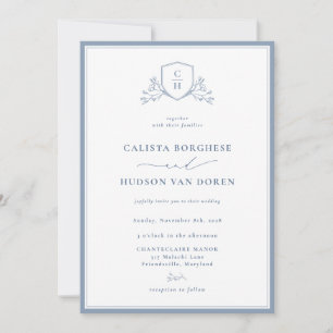 Convites Crista de Casamento com Monograma Floral BRUNSWICK