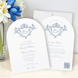 Convites Crista de Cisne Azul Toile Casamento Tudo em Um 