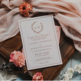 Convites Crista de Folha Formal Terracota e Creme Casamento