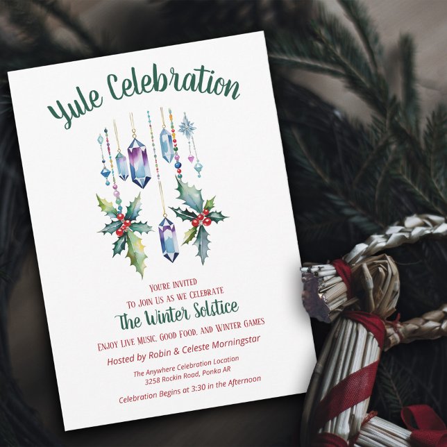 Convites Cristais Boho de Yule Floral de Inverno Solstício (Criador carregado)
