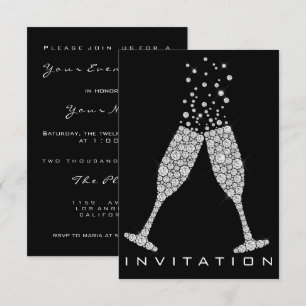 Convites Cristais das cinzas do cocktail de Champagne dos