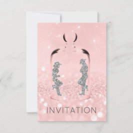 Convites Cristais de Cinza rosa brilhante do Partido do Paí