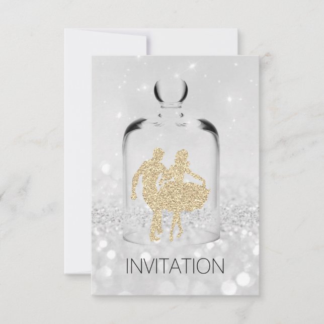 Convites Cristais HoeDown Cinzas de festas do País Dourado (Frente)